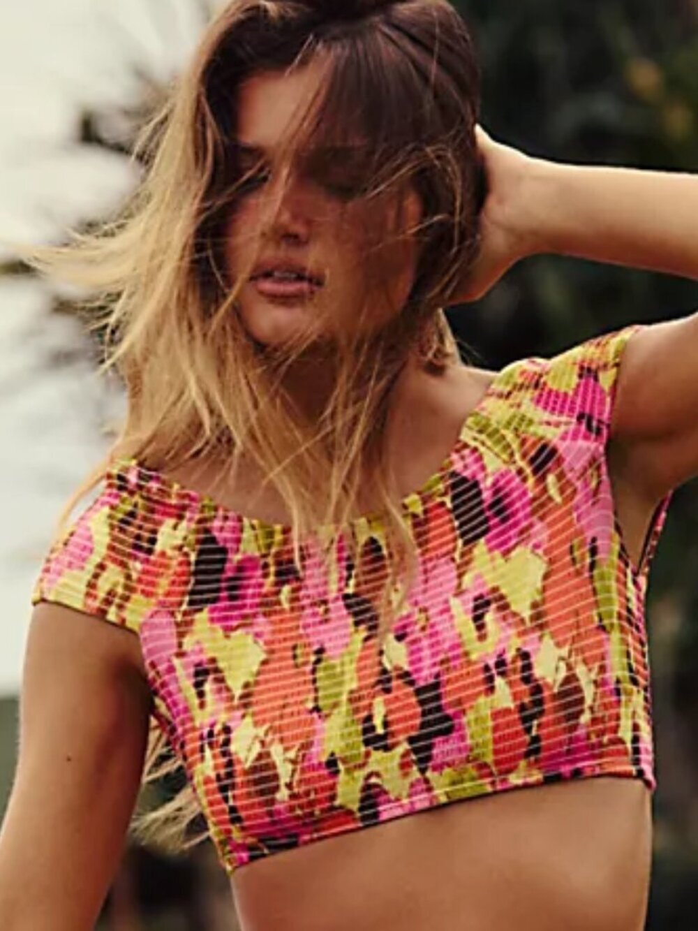 NWOT Free People Darcy Smocked Crop Bikini Top